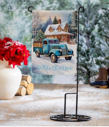 Holiday Blue Truck Suede Garden