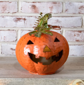 Orange Metal Jack O Lantern