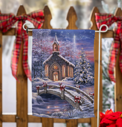 Vibrant Winter Church Suede Flag