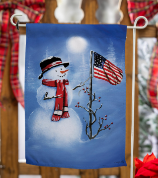 Patriotic Snowman Suede Flag