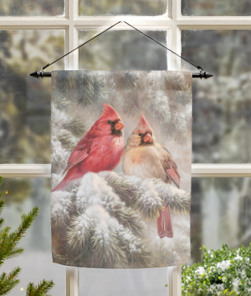 Frosted Cardinals Suede Garden