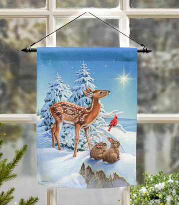 Starry-Eyed Woodland Friends Suede Flag