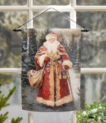 Victorian Santa Suede Garden Flag