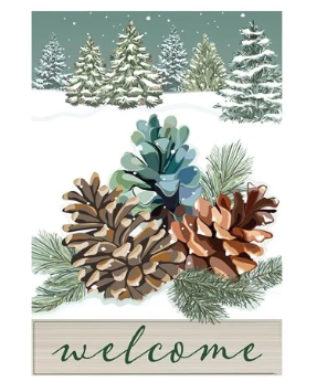 Winter Pinecones Applique Flag