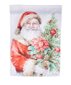 Cheerful Santa Applique Garden Flag