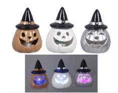 Ceramic Spooky Chic Pumpkin LED Light
