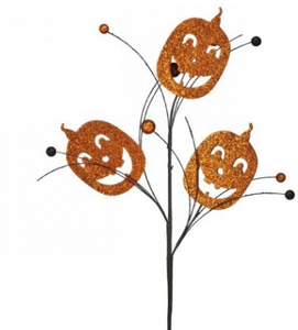 Glitter Jack O Lantern Spray x3