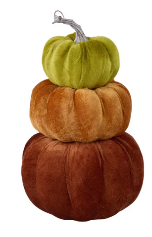 Stacked Velvet Pumpkin Tower (x3)