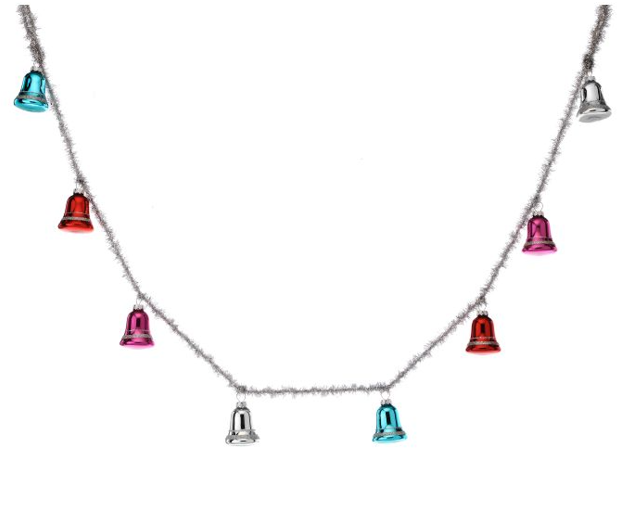 GLASS W/TINSEL BELL GARLAND X8