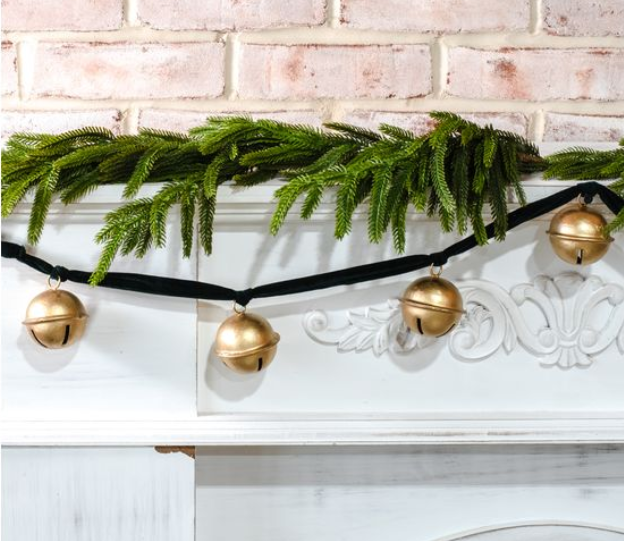 Gold Bell/Green Velvet Garland