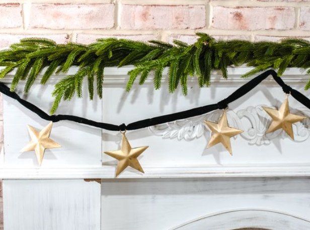 Gold Star/Green Velvet Garland