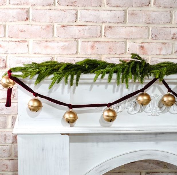 Gold Bell/Red Velvet Garland