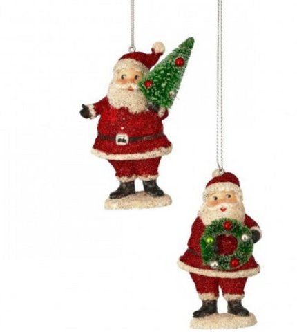 RESIN GLITTER SANTA ORNAMENT