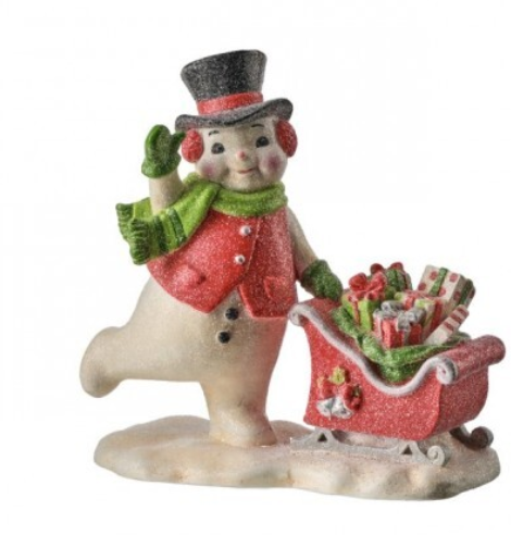 RESIN SNOWMAN W/GIFT SLEIGH