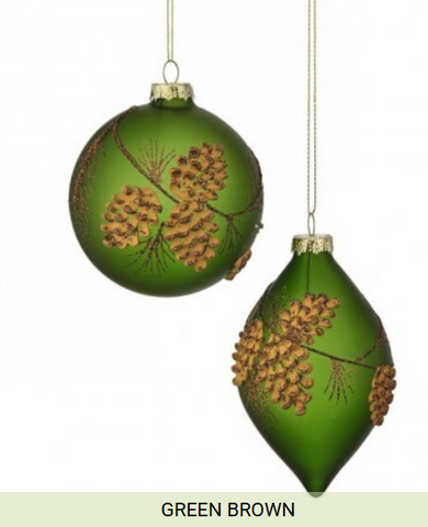 GLASS GLITTER CONE BALL/FINIAL ORNAMENT