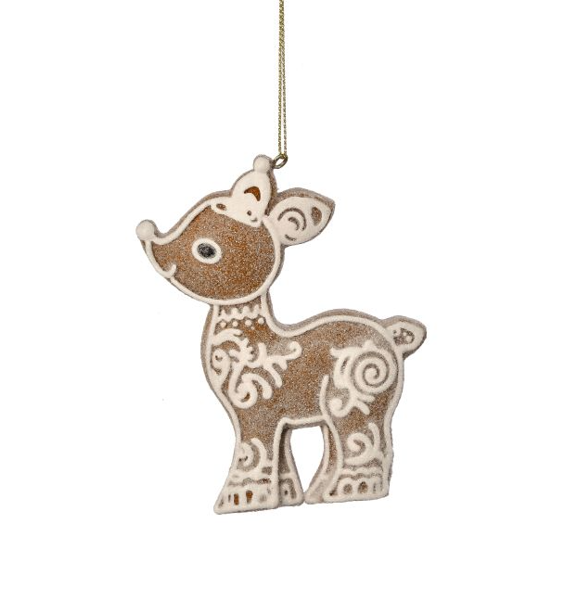 RESIN GBREAD DEER ORNAMENT