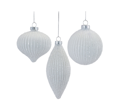 White Glitter Ornament Glass