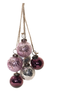 Plum Ornament Drop - Glass/Jute