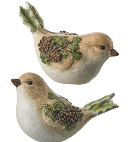 RESIN LEAF/CONE BIRD