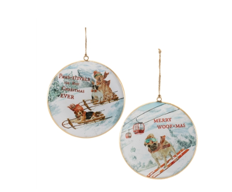 Sled and Ski Dogs Disc Ornament