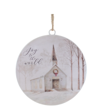 Church Disc Ornament  Iron/Jute