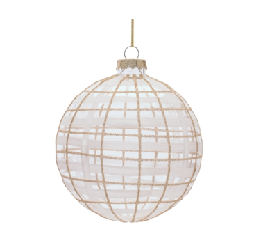 Neutral Plaid Ball Ornament