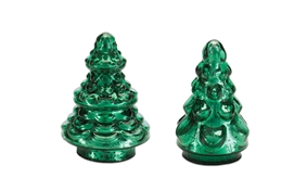 Shiny Green Tree  4”H Glass