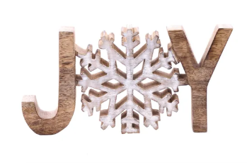MANGO WOOD "JOY" SNOWFLAKE