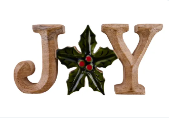 WOOD JOY W/HOLLY/BERRY