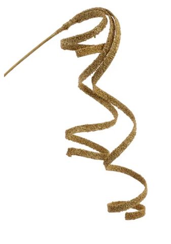 Curly Glitter Gold Ribbon Pick