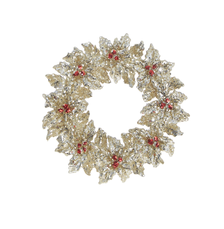 Glittered Holly Wreath Ornament