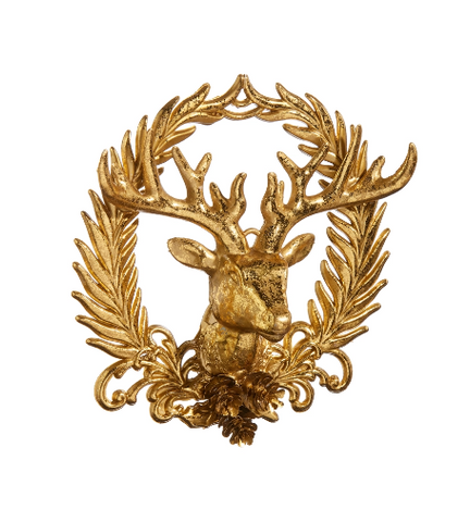 Deer with Wreath Emblem Ornament
