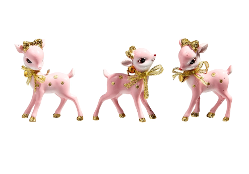 Pink Retro Deer Ornament