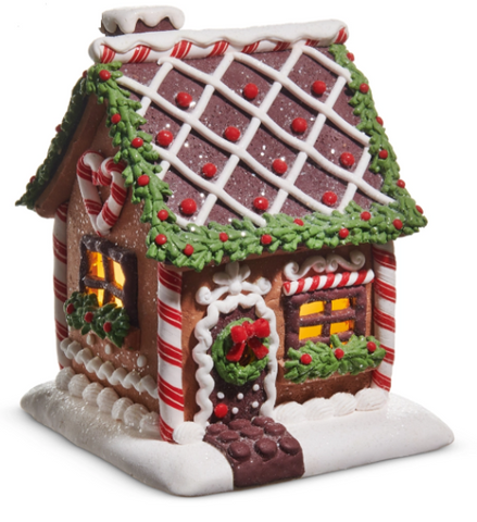 Lighted Chocolate Frosted Gingerbread House