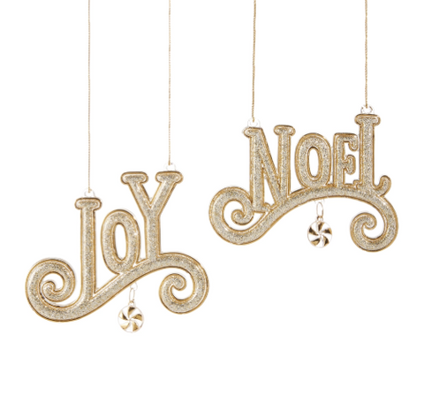 Gold Joy and Noel Ornament