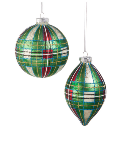 Green Tartan Plaid Ornament
