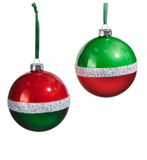 Traditional Glittered Stripe Ball