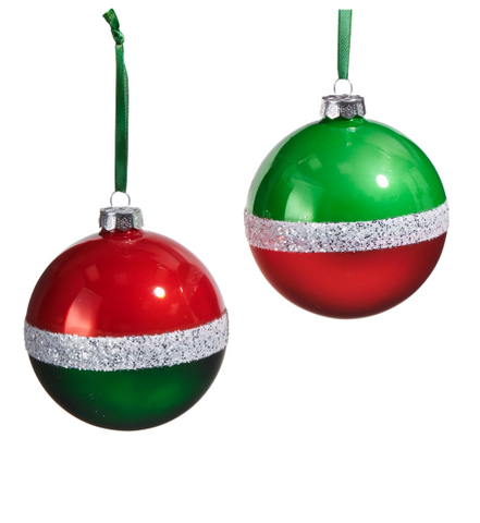 Traditional Glittered Stripe Ball