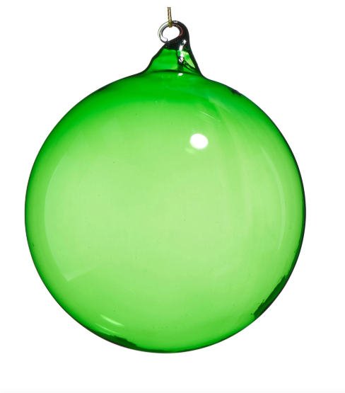 Green Sheer Blown Glass Ball Ornament
