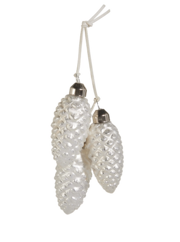 White Pinecone Cluster Ornament