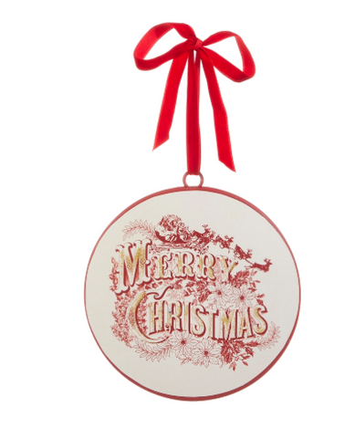 Vintage Merry Christmas Disc Ornament
