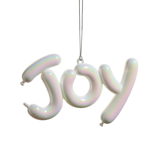 White Iridescent Joy Ornament