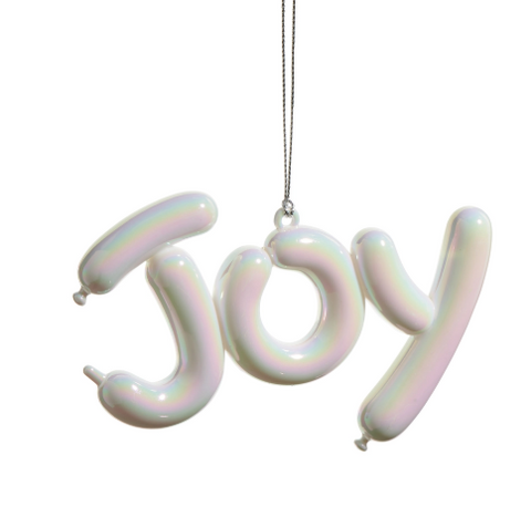 White Iridescent Joy Ornament