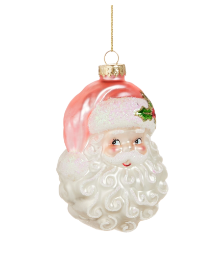 Pink Santa Head Ornament
