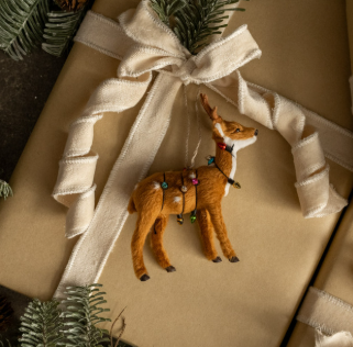 FUR DEER WRAPPED IN XMAS LIGHTS