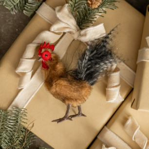 FUR ROOSTER ORNAMENT