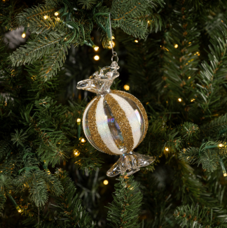 Round Gold Stripe Candy Ornament