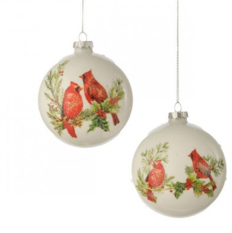 CARDINAL W/PINE BALL ORNAMENT