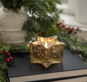 GOLD MERCURY GLASS STAR CANDLE