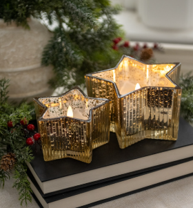 GOLD MERCURY GLASS STAR CANDLE